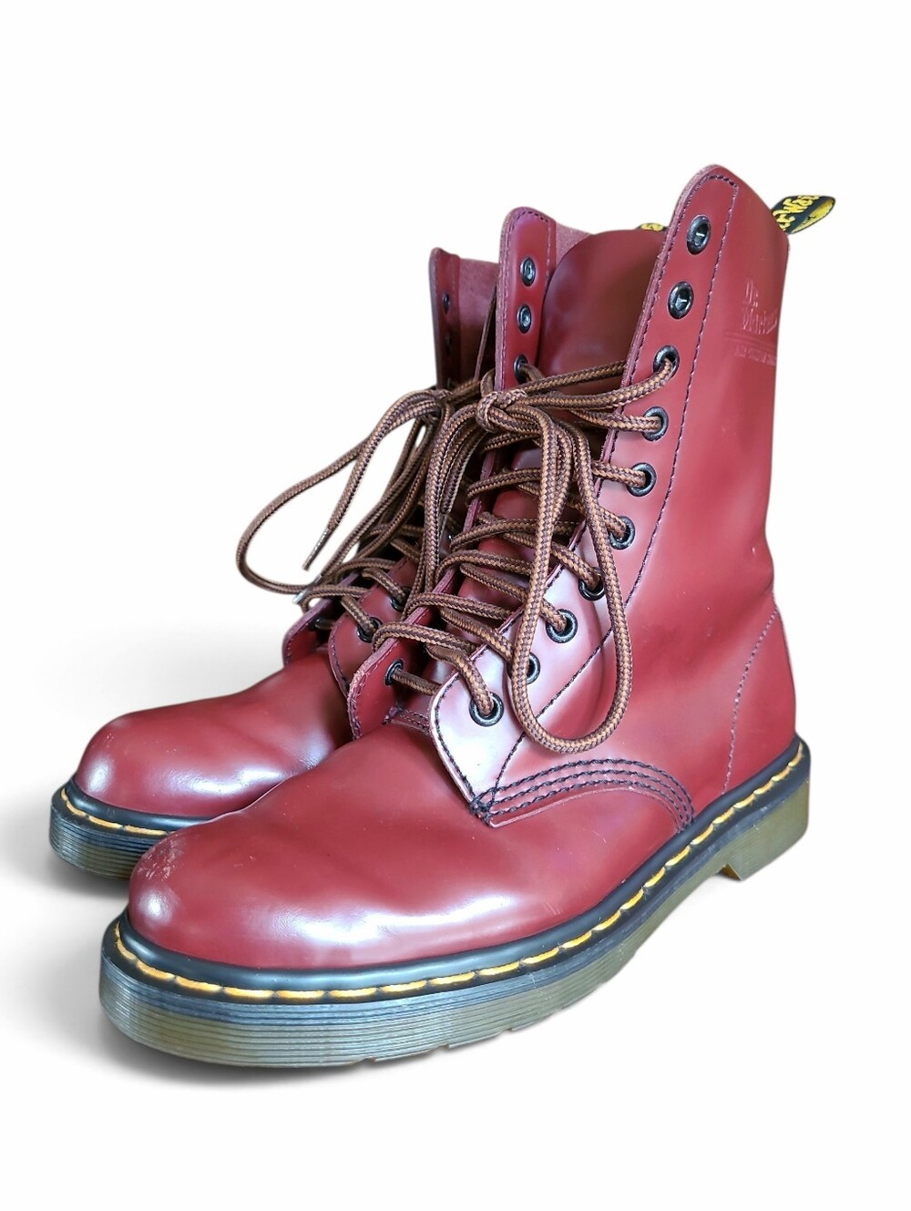 Women's Dr Martens Originals Red Leather Boots 10 Eyelet Boots US 6